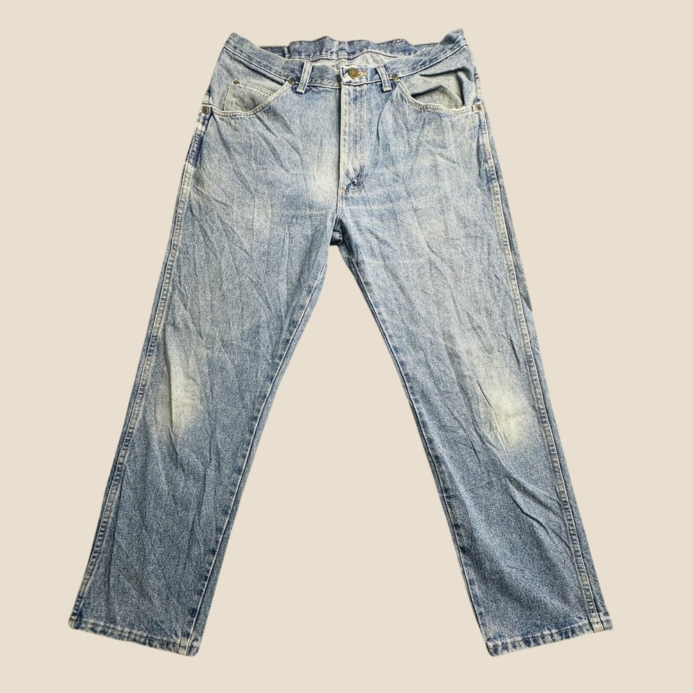 Vintage Wrangler Jeans Mens 34x29 (33x28) 96501LW Light Wash Straight Leg Denim